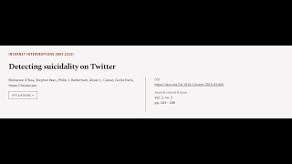 Detecting suicidality on Twitter  RTCLTV [upl. by Buchheim301]