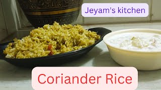 Coriander Rice  variety Rice Recipes  Lunch Box Recipe  jeyams kitchen [upl. by Jeff]