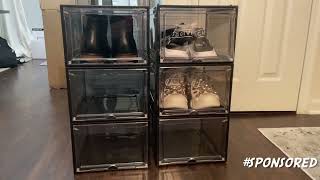 Shoe Box 6 Pack Shoe Boxes Clear Plastic Stackable Shoe Storage Boxes Perfect for organizing and [upl. by Betteann961]