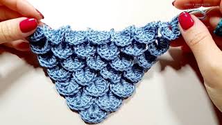 Punto Coccodrillo a triangolo tutorial uncinetto  crochet 💕ferri e uncinetto con Mari 💕 [upl. by Ttekcirc]