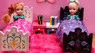 Go to bed  Elsa amp Anna toddlers  bedtime  breakfast morning routine  Barbie dolls [upl. by Aihsened]