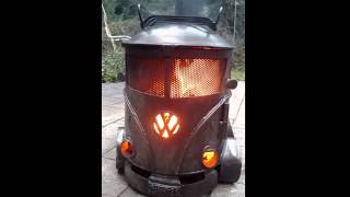 Creation Fabrication VW Bus Log Burner ChimineaBus Junkies style [upl. by Goodyear648]