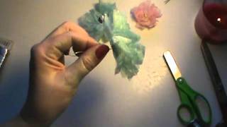 Shabby chic used dryer sheet flower tutorial for scrapbooks and cards [upl. by Mallina]