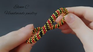 Жгут из бисера иглой Мозаичное плетение Beaded Bracelet Peyote Tutorial Beading beadedbracelet diy [upl. by Herrod241]