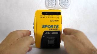 Sony Sports Walkman AMFM Radio Cassette Player Portable Stereo WMAF58 [upl. by Nanek455]