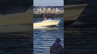 Sea Hunt Boat  200 HP Outboard Is Quite Nice In The Manasquan Inlet [upl. by Koziarz]