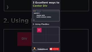 3 consecutive way to center the div using css shorts viral trending youtube youtubealgorithm [upl. by Sall]