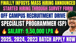 Finally Infosys Mass Hiring Announced  Specialist Programmer Role Hiring For 2025 2024 2023 Batch [upl. by Kristofer]