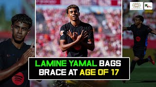 Viral Video Lamine Yamal scores twice as Barcelona beats Girona 41। La Liga [upl. by Nhguahs]