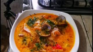 Cazuela de mariscos elaborada con mix de mariscos D1 [upl. by Anihsat673]