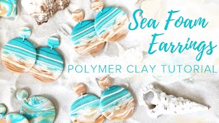 Sea Foam Earrings  Easy Polymer Clay Jewelry Tutorial [upl. by Lesde108]