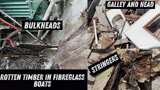 A Quick fun look at rotten timber in boats rotten stringers and bulkheads [upl. by Ilanos]