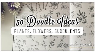 50 Bullet Journal Doodle Ideas  BEST EASY Plants Flowers Cacti amp Succulents [upl. by Halford]