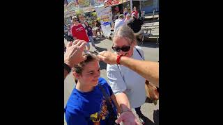 Oktoberfest spooned busking getspooned spoonman statefair musicalspoons fair festival music [upl. by Ydnagrub]