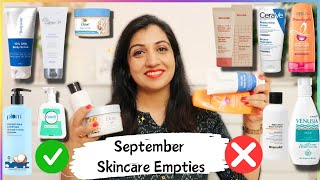 September SKINCARE EMPTIES Monthly Skincare Bodycare Hair care Empties UNSPONSORED REVIEWS [upl. by Tserrof]