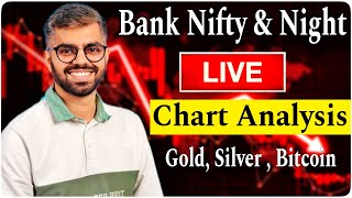 Today Live Bank Nifty and Nifty 50 Chart Analysis  BTC Live Chart  Silver and Gold Chart Analysis [upl. by Enohpets553]