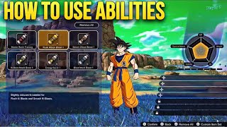 HOW TO USE ABILITIES IN DRAGONBALL Sparking Zero How to equip abilities How to get abilities [upl. by Nhaj]