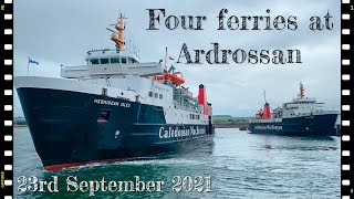 Four CalMac vessels in Ardrossan [upl. by Adnolrehs943]