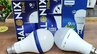 Halonix 9W Rechargeable Inverter LED Bulb 4 Hours Backup  Feature and Review [upl. by Halika772]