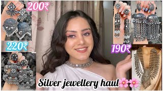 Huge silver jewellery haul under 299₹😍  Best affordable oxidised jewellery  kp styles [upl. by Hait412]