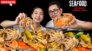 Mukbang seafood  Octopus Prawns and Crab  Northeast India seafood Mukbang food mukbang [upl. by Ardnaxela]