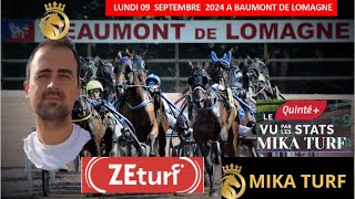 PRONOSTICS TURF 100 QUINTE LUNDI 09 SEPTEMBRE 2024 A BAUMONT DE LOMAGNE [upl. by Constantine]