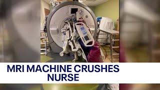 Nurse crushed by accident with MRI machine  KTVU [upl. by Nwadahs]