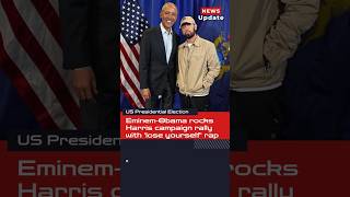 Eminem and Barack Obama share stage at US Vice President Kamala Harris campaign rally in Detroit [upl. by Torr]