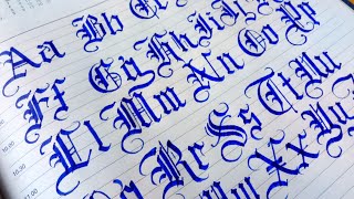 How to write gothic calligraphy letters with a normal pen Cut Marker Old English Stylish Alphabets [upl. by Enoj]