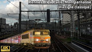 Rennes BV à ParisMontparnasse Via Ligne classique 4k50Fps Cabride [upl. by Ahsikrats]