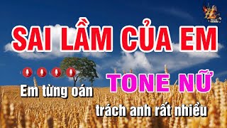 Karaoke Sai Lầm Của Em Tone Nữ  Nhạc Sống Nguyễn Linh [upl. by Wawro]