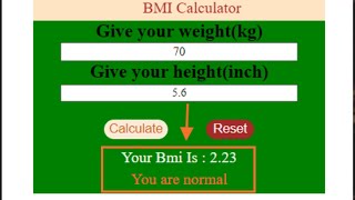 How to make a BMI calculator in bangla  Using html Css and Js step by step in 2021 [upl. by Yelsnya]