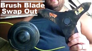 DIY How To Turn Your Weed Trimmer Head Into A Brush Cutter Blade To Clear Land And Property [upl. by Anitnatsnoc929]