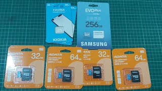 UNBOXING REVIEW ADATA MEMORY CARD MICROSDHC V10 UHSI 32GB 64GB  SAMSUNG  KIOXIA  SHOPEE [upl. by Aizahs3]