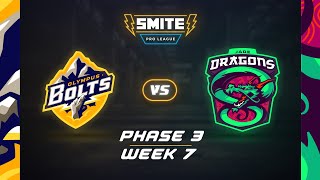 SMITE PRO LEAGUE Bolts vs Dragons Phase 3 Week 7 [upl. by Wolcott]