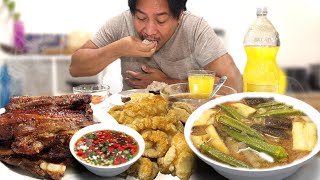 DINENGDENG PORK INIHAW AT BAGNET CHICHARON Filipino Food Mukbang Inabraw  Laswa  Law Uy [upl. by Silma]