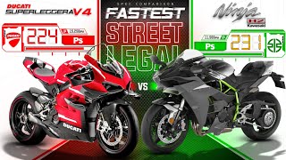 Ducati Superleggera V4 vs Kawasaki Ninja H2 ┃ Fastest Street Legal Superbike [upl. by Araz348]