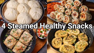 4 Healthy Steamed Snacks with No Oil or Less Oil for Evening Tea Time Snacks  No Oil Snack Recipes [upl. by Yrad]