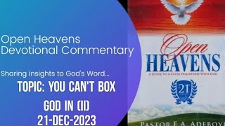 Open Heavens Devotional For Thursday 21122023 by Pastor EA Adeboye You Cant Box God In II [upl. by Nataline632]