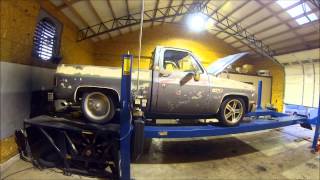 Dyno 53 Home Ported Heads 84 Chevy C10 LS6 Cam 4L80E Truck [upl. by Nodaj524]