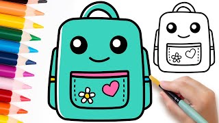 🎒How to Draw a Cute Backpack🖌️Easy Drawings Step by Step [upl. by Mistrot]