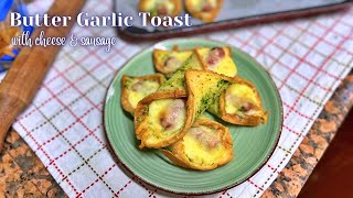 Cheesy Butter Garlic Toast with Sausage  Tiffin Snack Recipe video [upl. by Nolyarg]