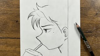 Easy sketch  How to draw anime boy drinking soda 🥤 using just a pencil for beginners [upl. by Dat]