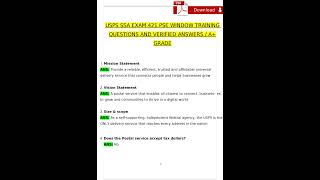 USPS SSA 421 PSE Window Training Actual Exam with Questions and Answers 2024 2025 100 Guarantee P [upl. by Dagney127]