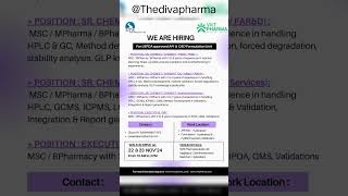 SMS laboratories pvt ltd hiring candidate for multiple dept haydrabad [upl. by Nonnahs]