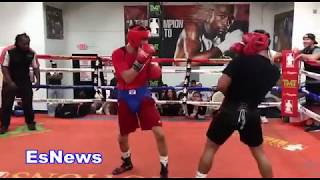 Rolando Romero Sparring Ryan Garcia At Mayweather Boxing Club  EsNews Boxing [upl. by Haliak347]