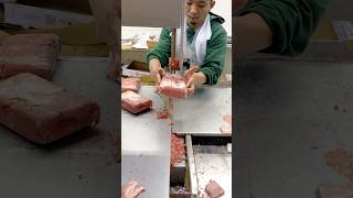 Boneless Frozen Beef fq Cube Cut big Cutting Skills Machine beefsteakshorts [upl. by Nwahser]