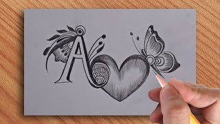 How to make drawing of A letter tattoo with pencil  amazing A letter drawing [upl. by Grayce107]