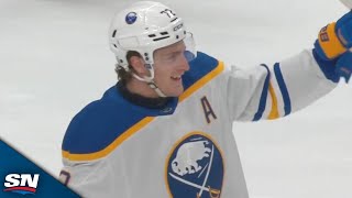 Tage Thompson Steals Puck Off Tristan Jarry For Opening Minute Goal [upl. by Anaiq]