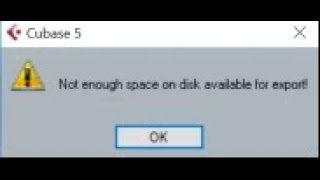 CUBASE 5 HOW TO FIX quotnot enough space on disk avabile for exportquot [upl. by Gean260]